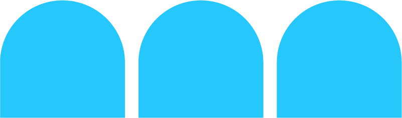 Three blue arch shapes.