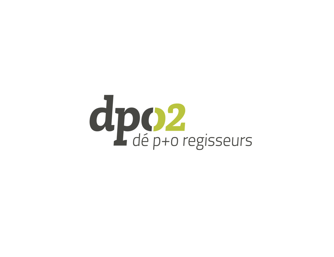 Logo van dp o2, met de tekst 'dé p+ o regisseurs' op een witte achtergrond.