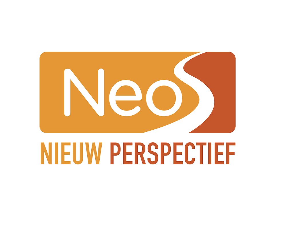 Logo van Neo met de tekst 'NIEUW PERSPECTIEF' eronder in oranje en rood