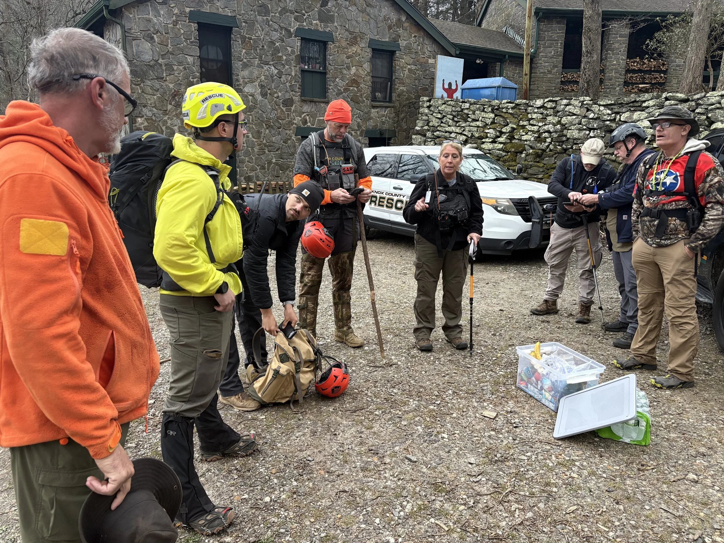 Captain Stephanie Gamble with members of Knox County Search and Rescue and BUSAR