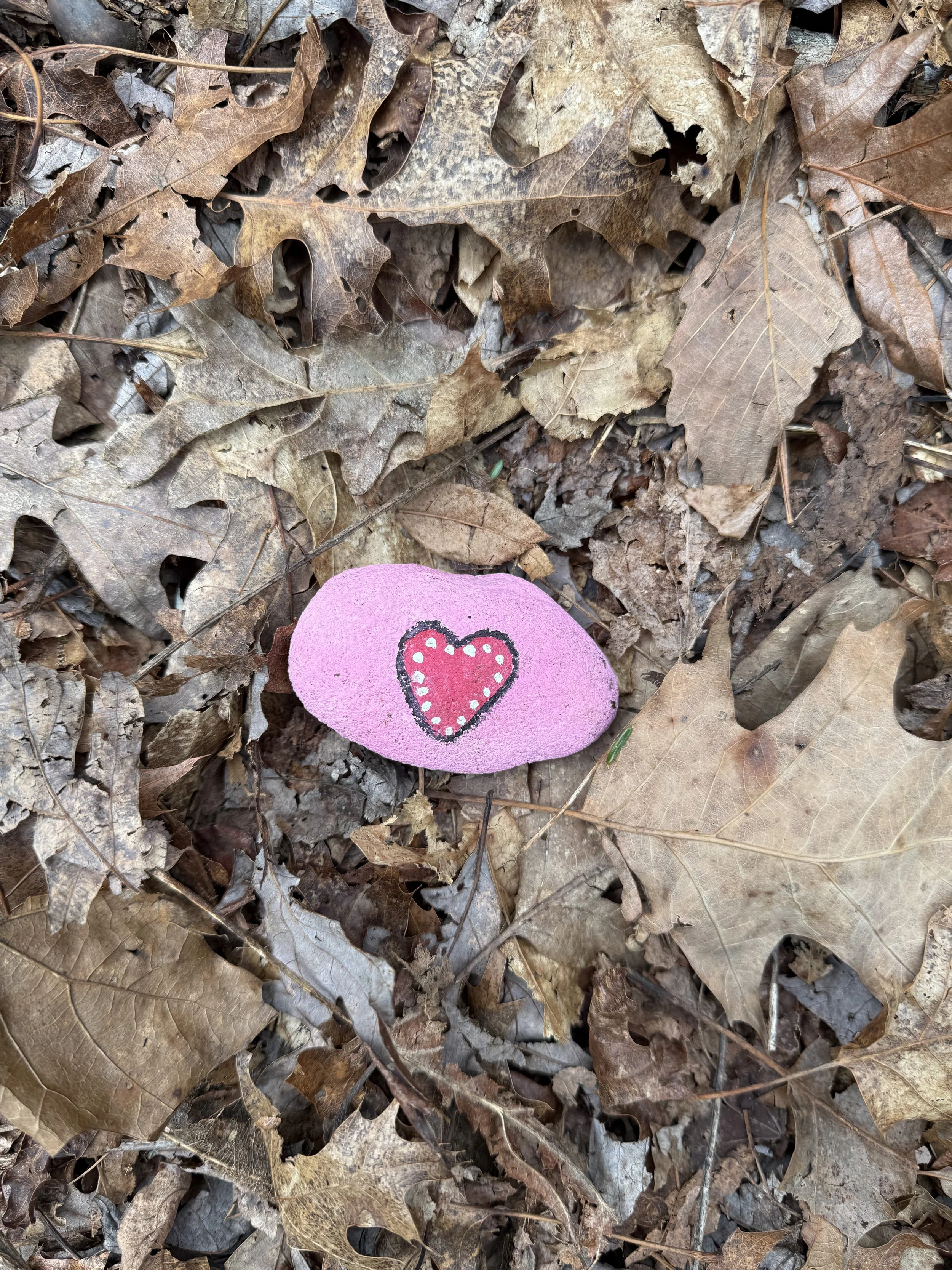 A painted stone heart found on Blood Mountain