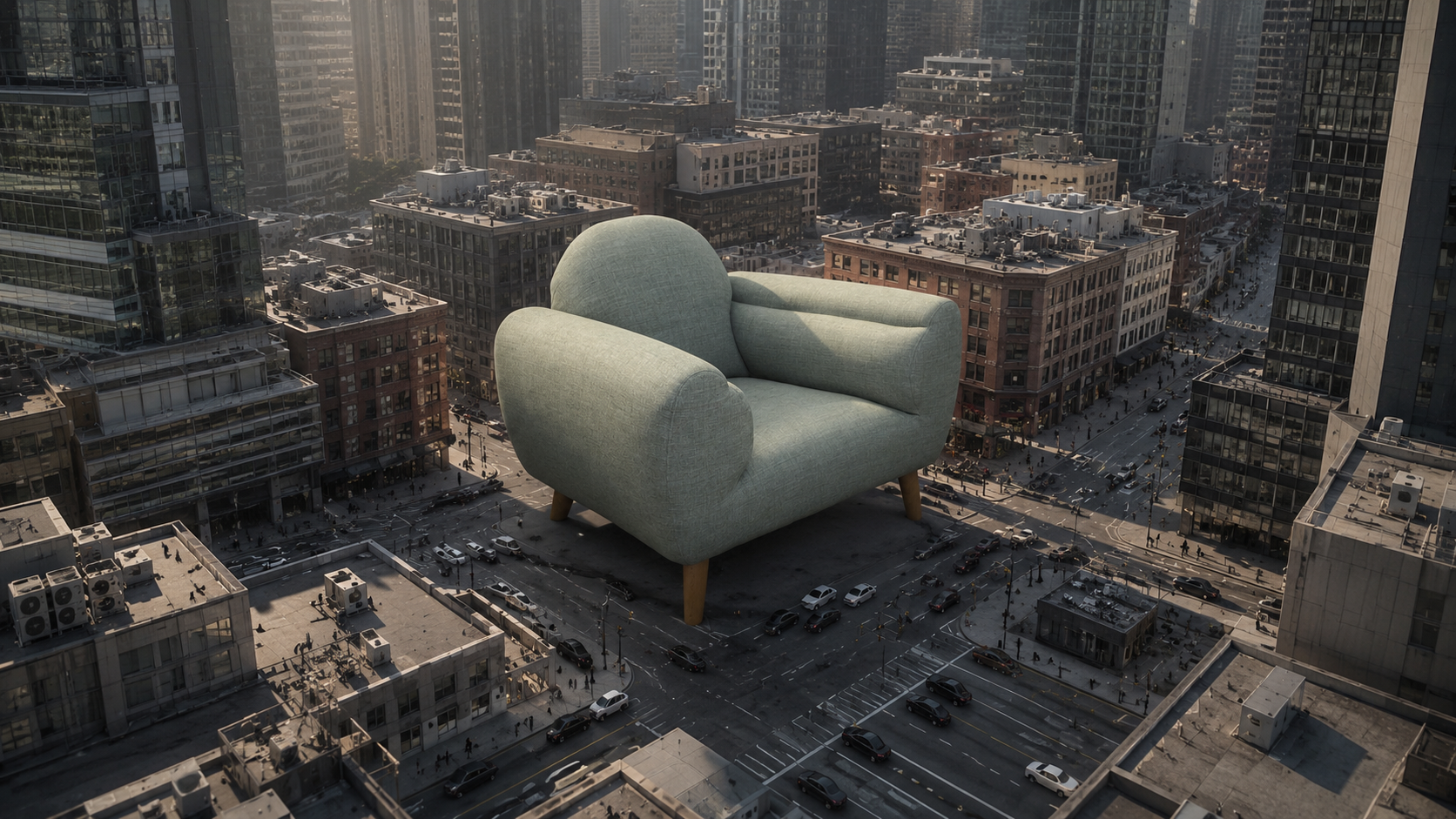 modern armchair in the city 