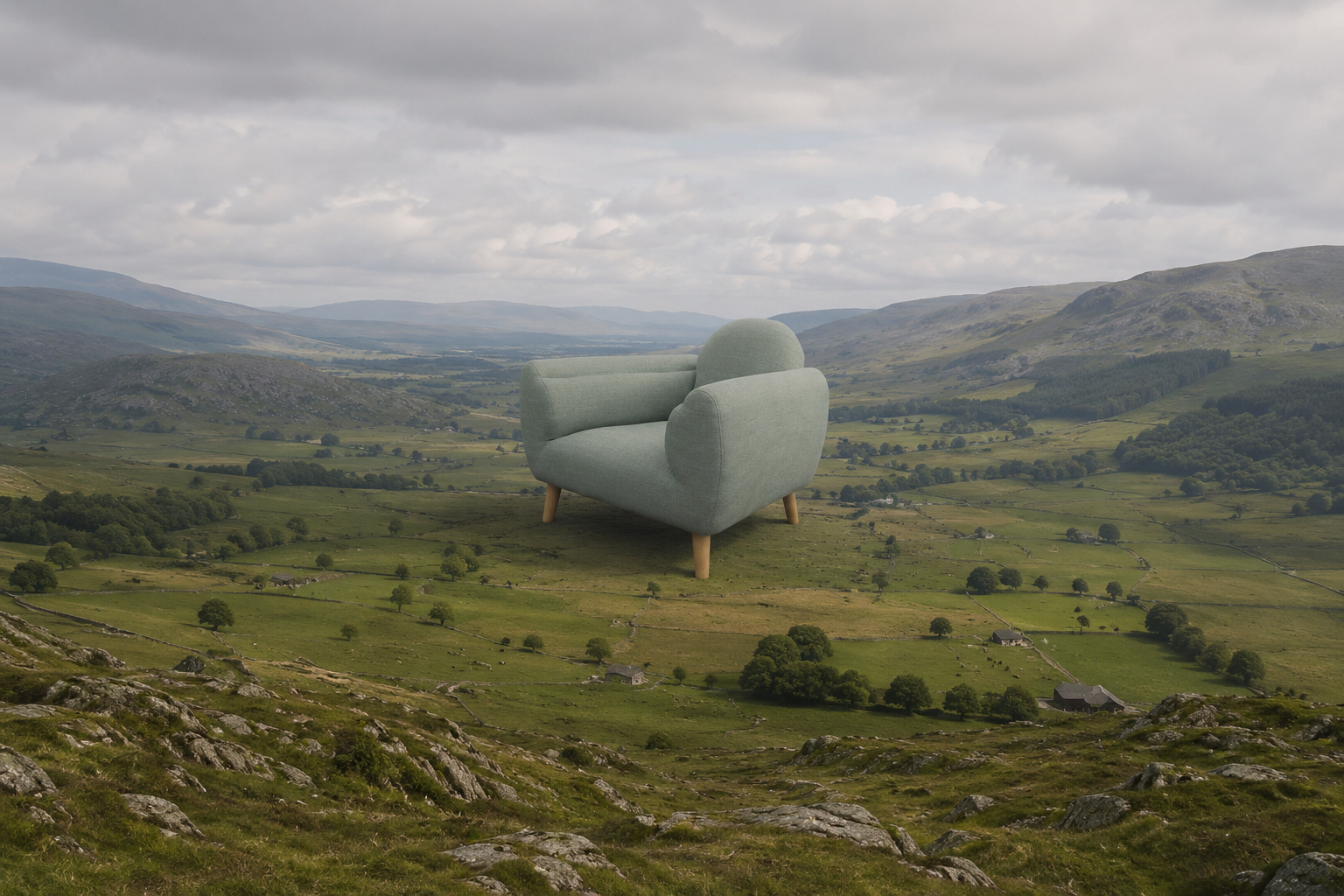 modern armchair in the countryside