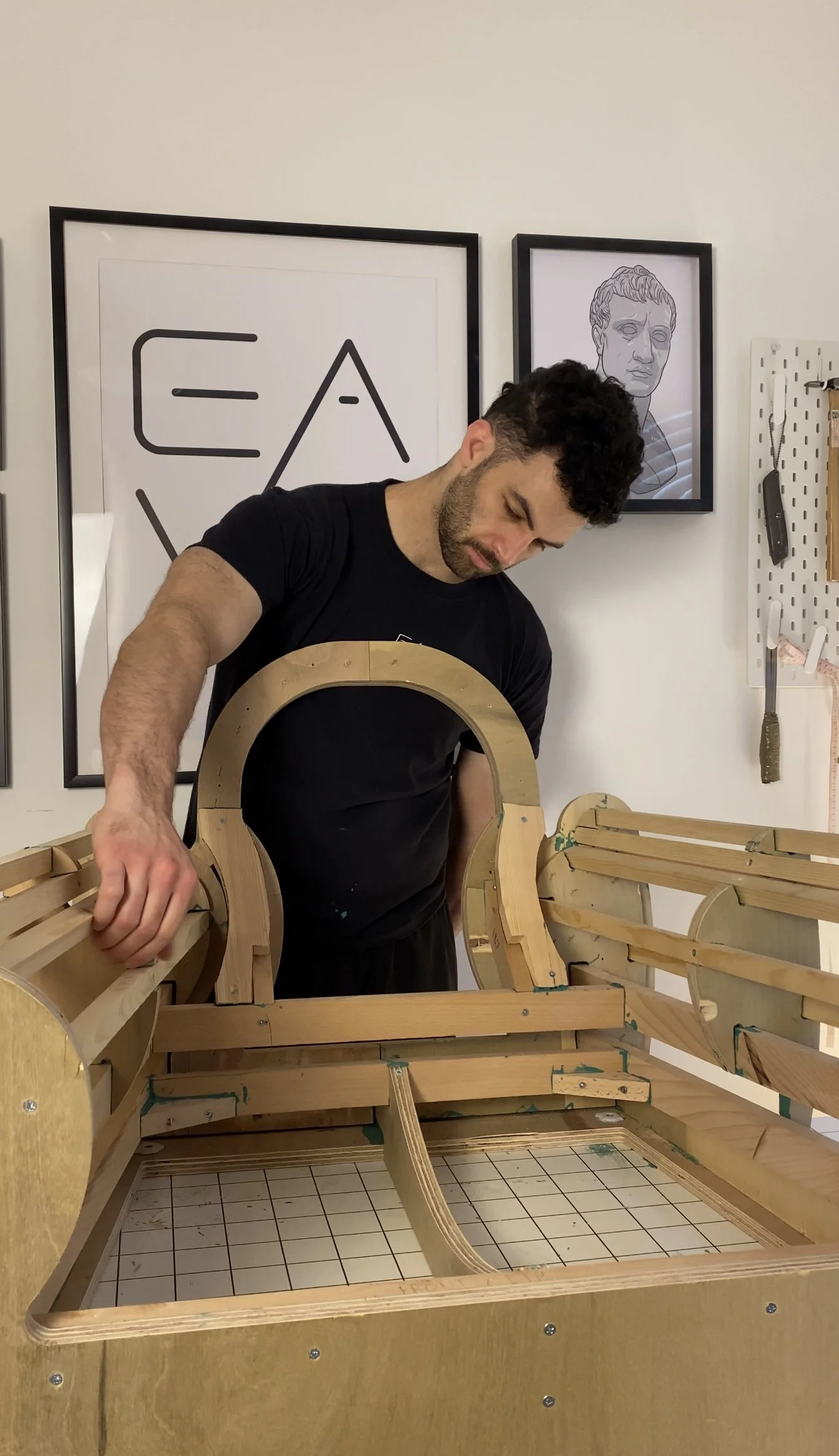 inspection of a prototype chair frame