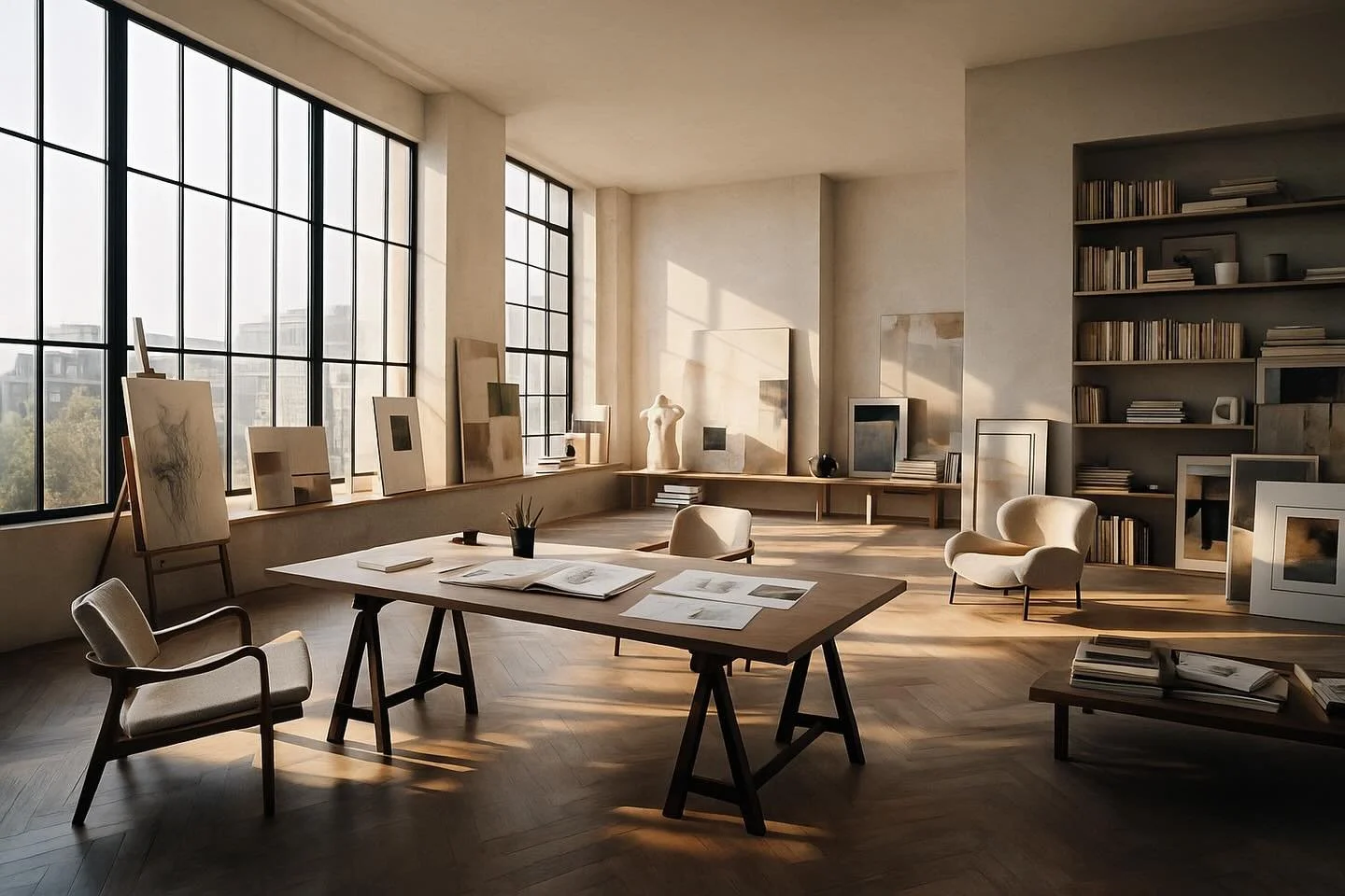 THE STUDIO. Architecture and design are not backdrops for art; they are its resonance chamber. The Studio examines the interplay between space and object - how architecture shapes the perception of art and how design alters the reading of a collectio