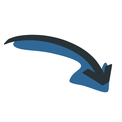 Blue and gray 3D arrow pointing down and to the right.