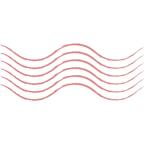 Multiple colorful musical notes with pink outlines, arranged in a wave pattern.