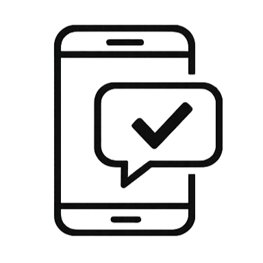 En smartphone med en kontrollampel i en pratbubbla.