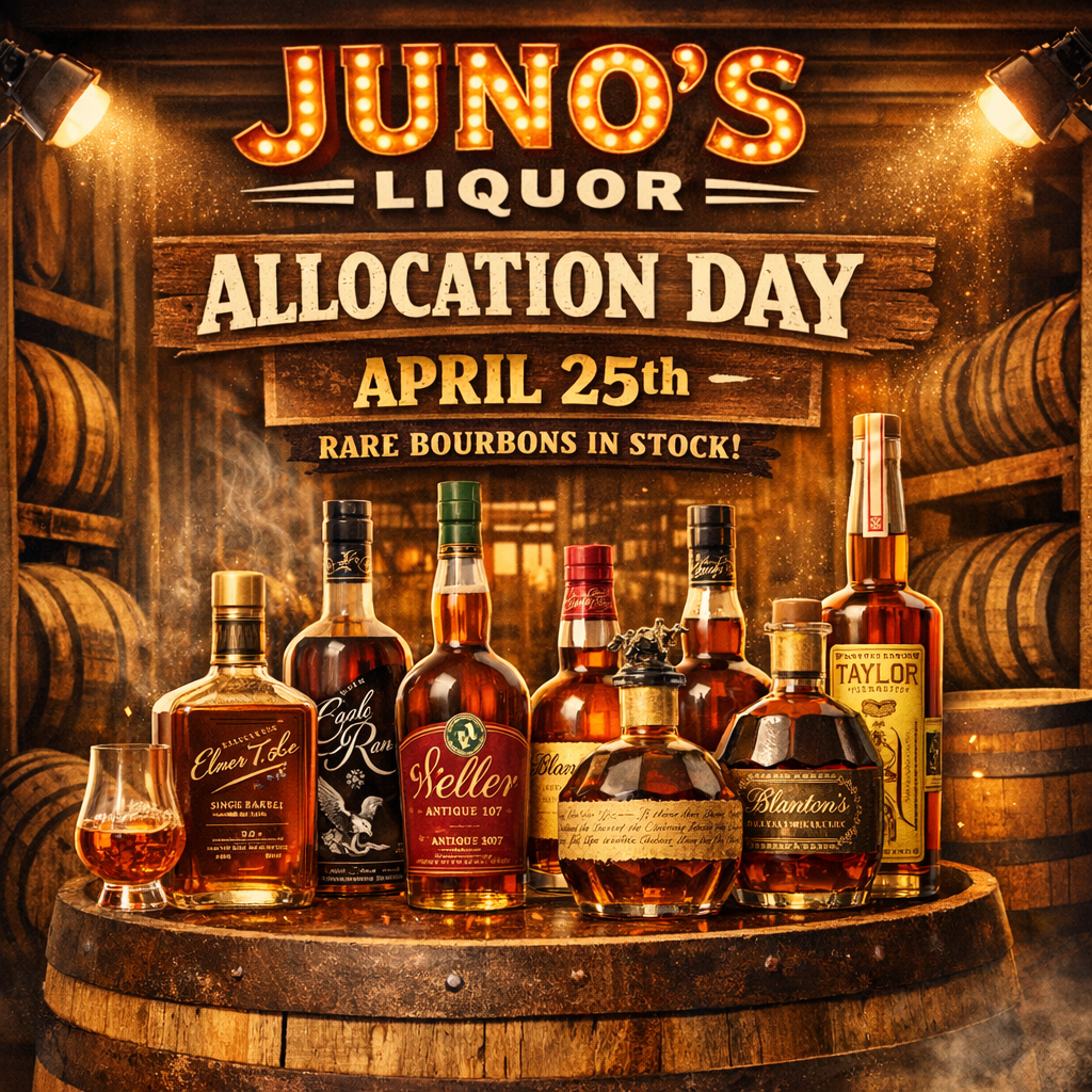 Juno’s Liquor Allocation Day is April 25th.&nbsp;&nbsp;&nbsp;     A Guide to Today’s Most Sought‑After Bourbons included in our lineup.