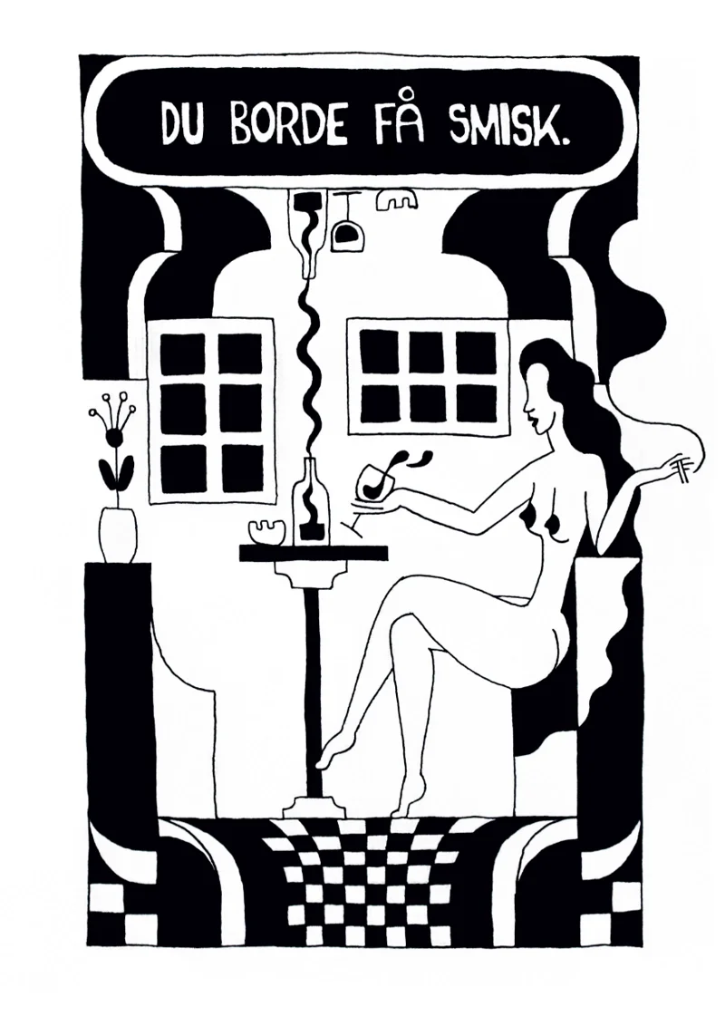 Du Borde Få Smisk, 2021. Ink on paper. 21 × 29.7 cm