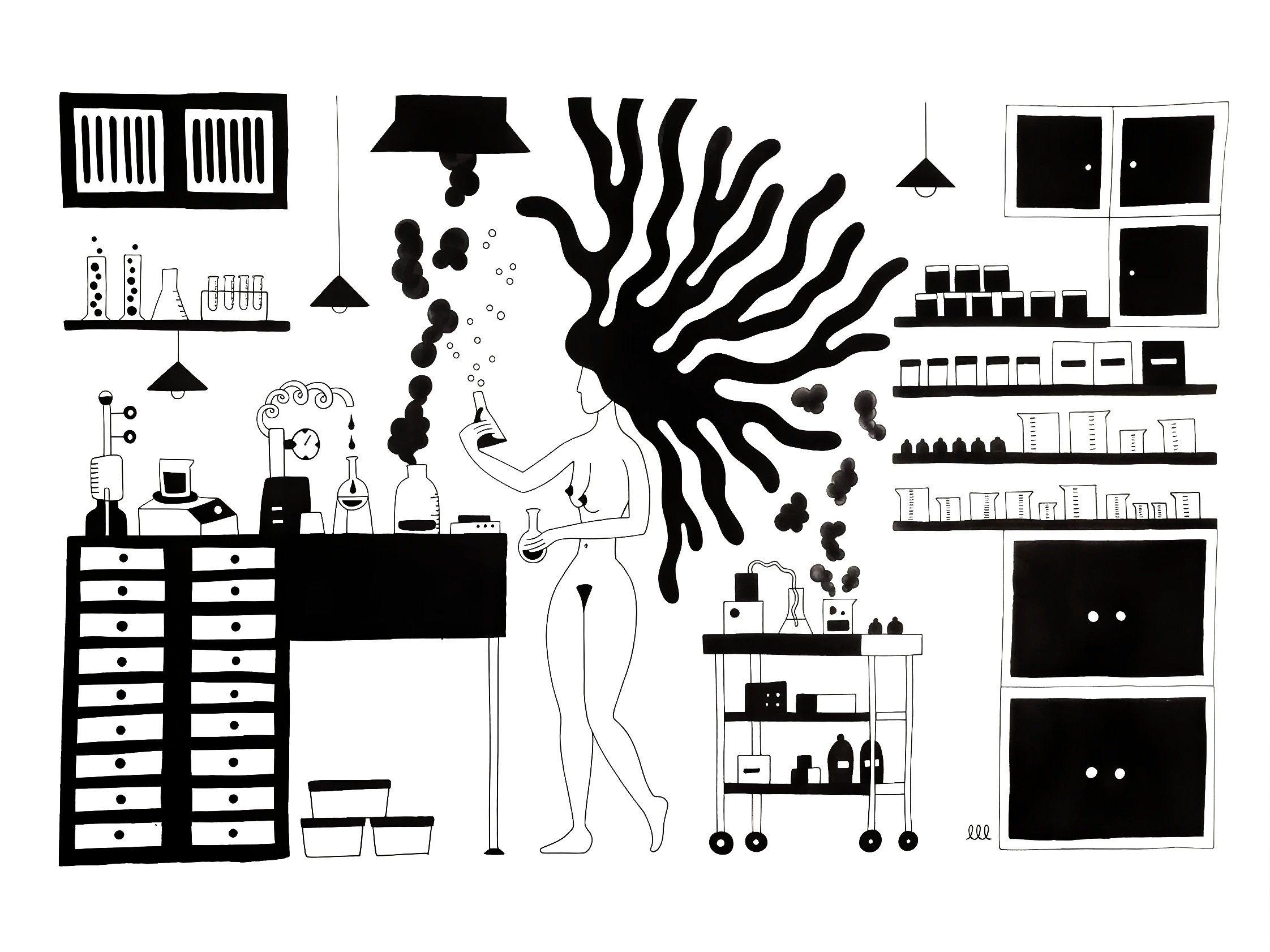 Chemical Equation, 2023. Ink on paper. 30 × 42 cm