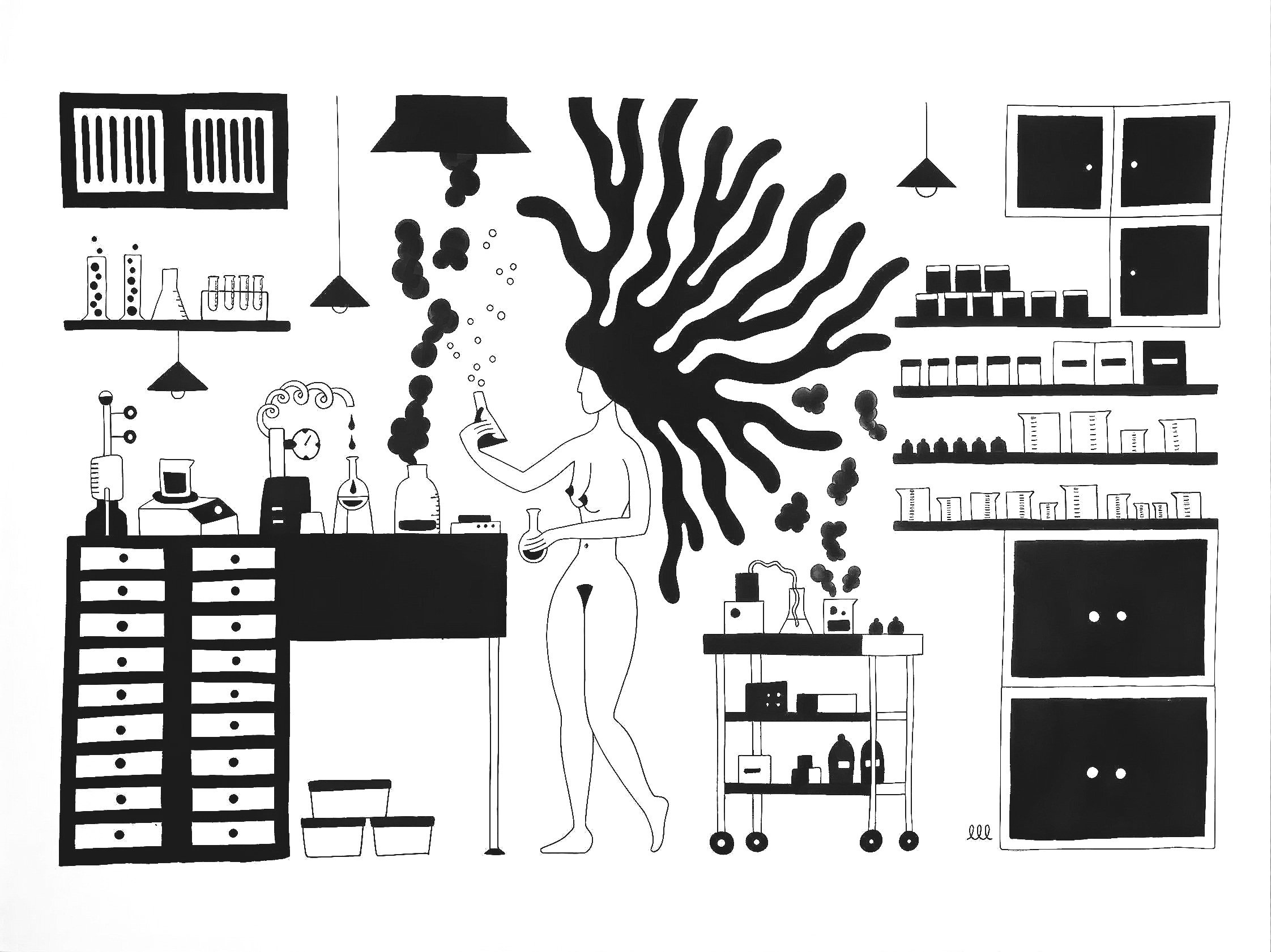 Chemical Equation, 2023. Ink on paper. 42 × 30 cm