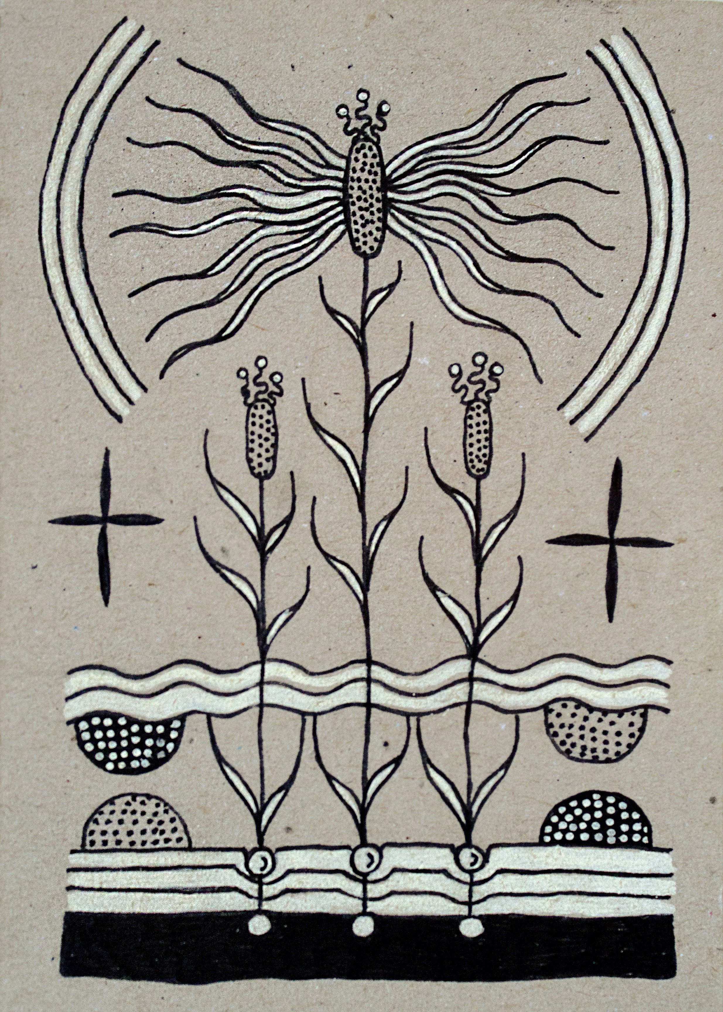 Reef Grows From Earth, Through Water, Into Air and Flowers with Fire, 2020. Paint markers on paper