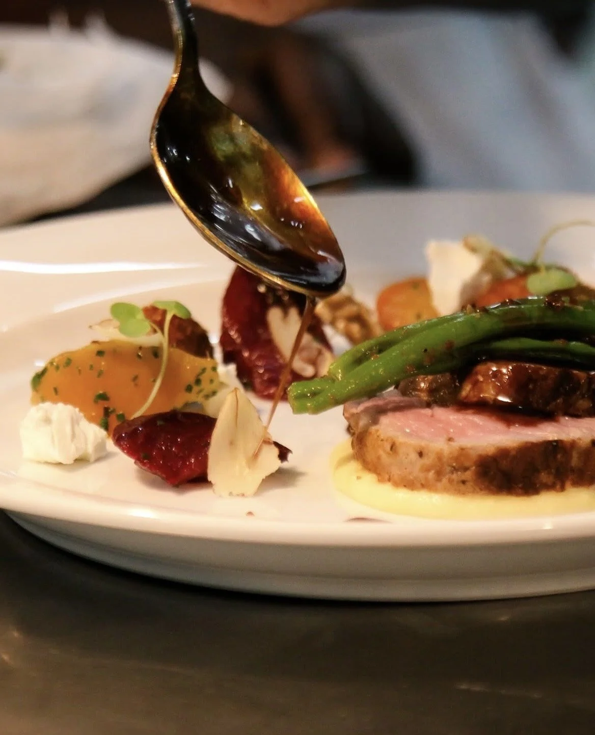 Gourmet dish prepared by the lodge’s private chef.