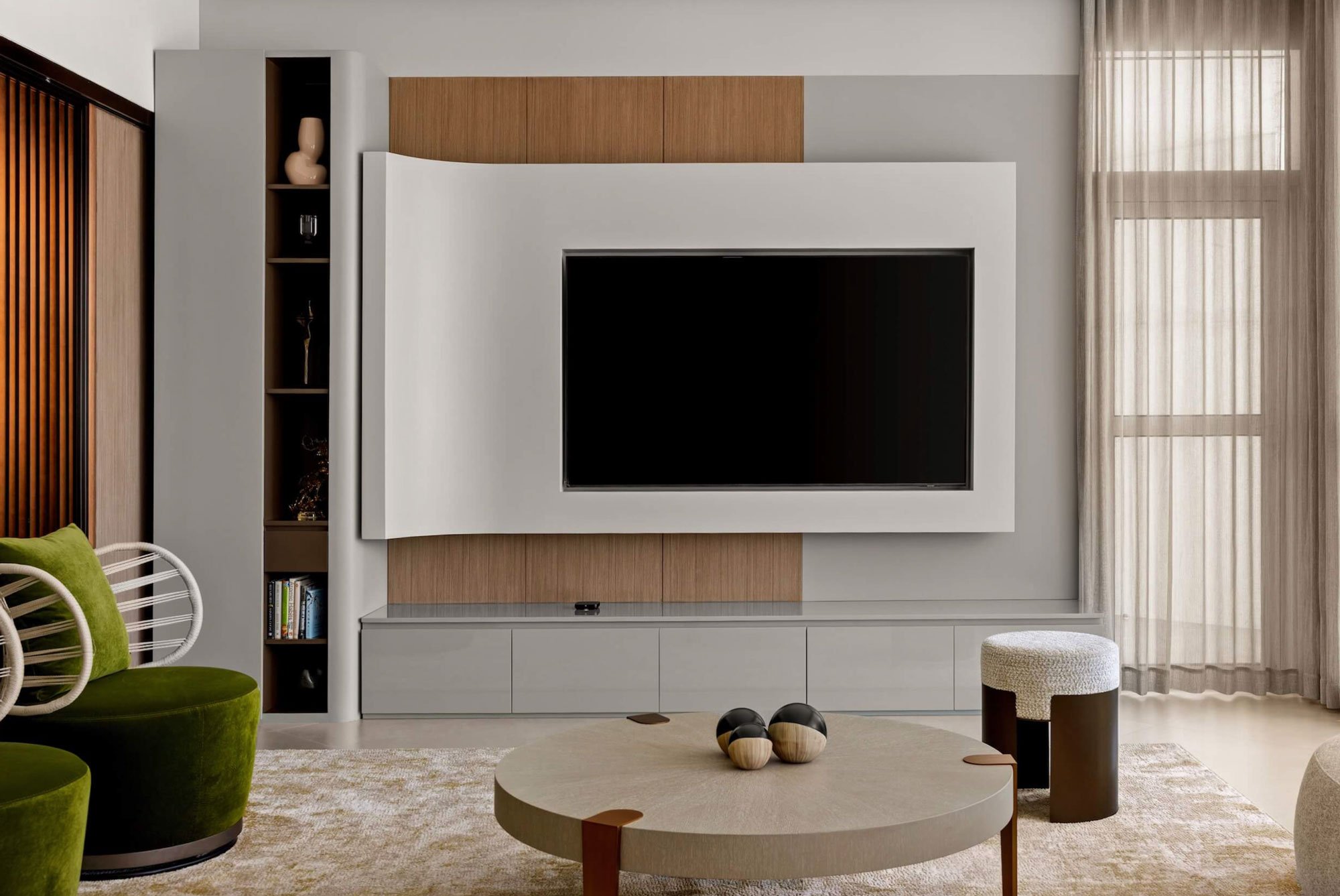 High-end living room interior photography with modern furniture and natural light