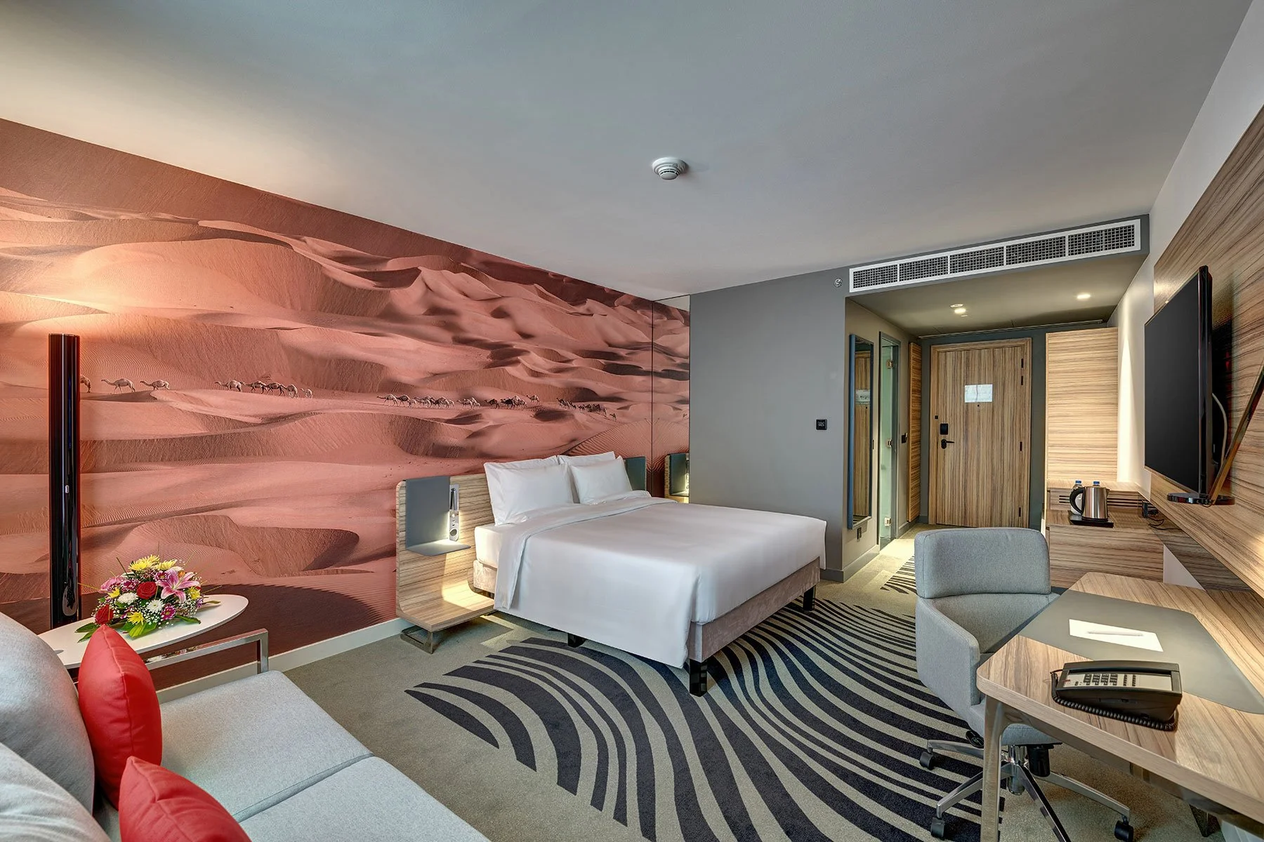 Hotel room interior photography in Dubai showcasing modern hospitality design