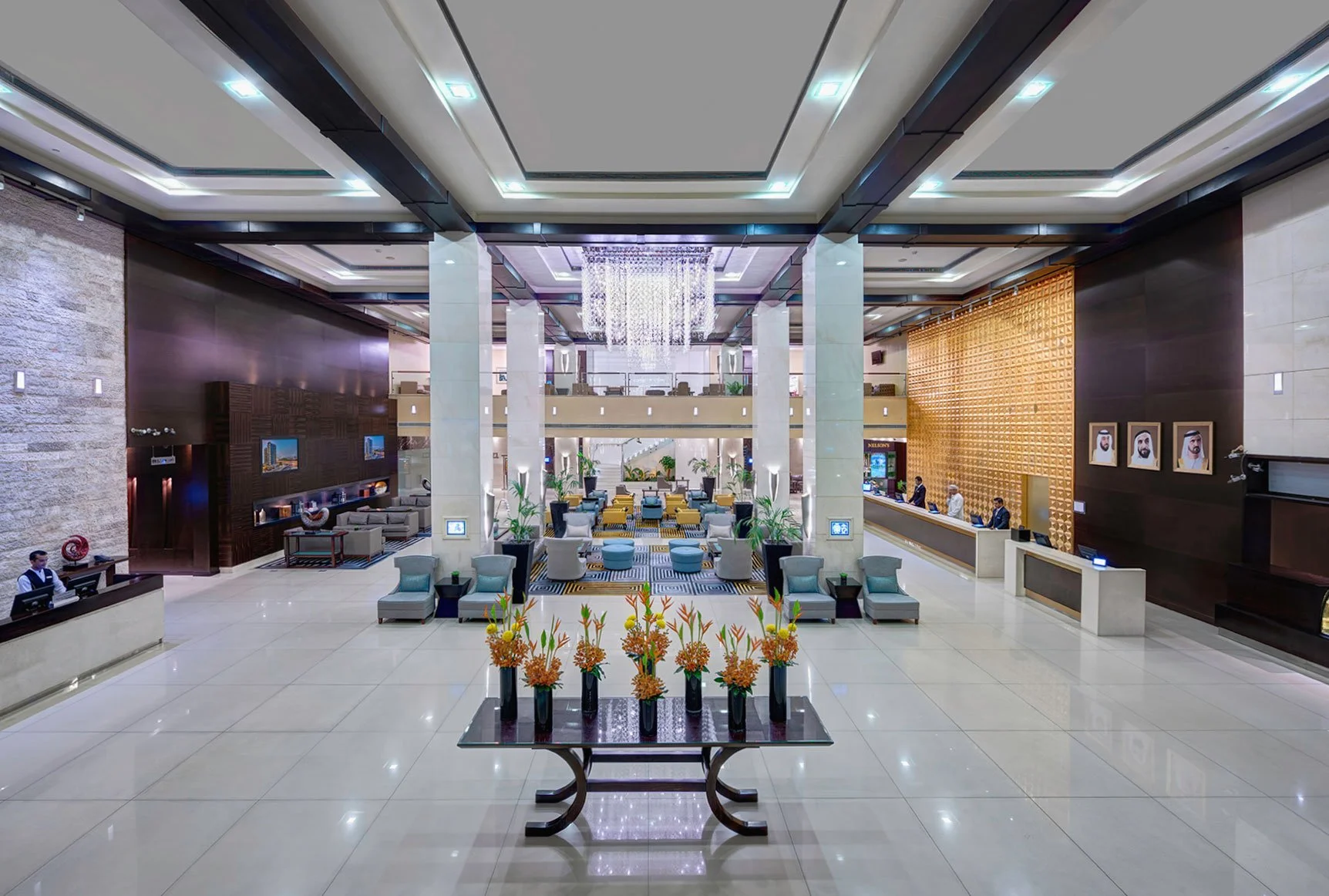 Luxury lounge interior photography with ambient lighting and rich materials