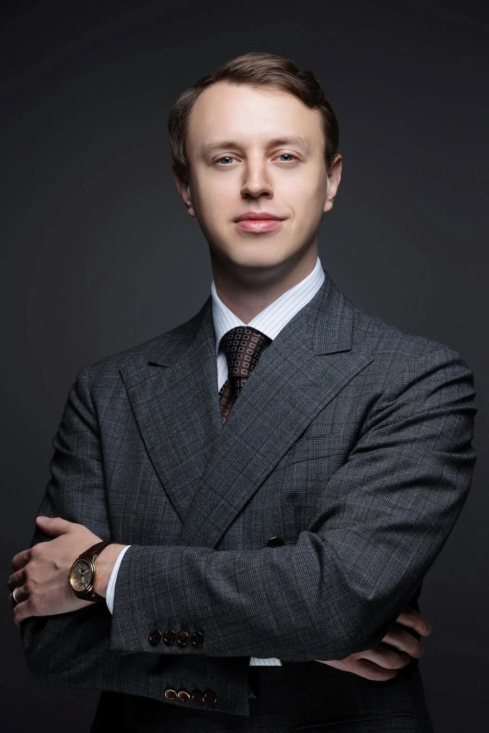 Headshots of entrepreneur photographed in Dubai studio.