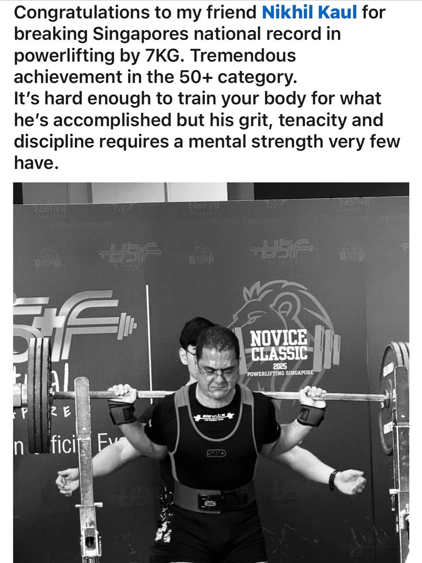 This deserves a special post !
Congratulations Nikhil 🏆
What a win, and what a reminder that strength doesn&rsquo;t have an age limit.

Lifting can be safe at any stage of life when it&rsquo;s built up slowly, coached properly and done with respect 