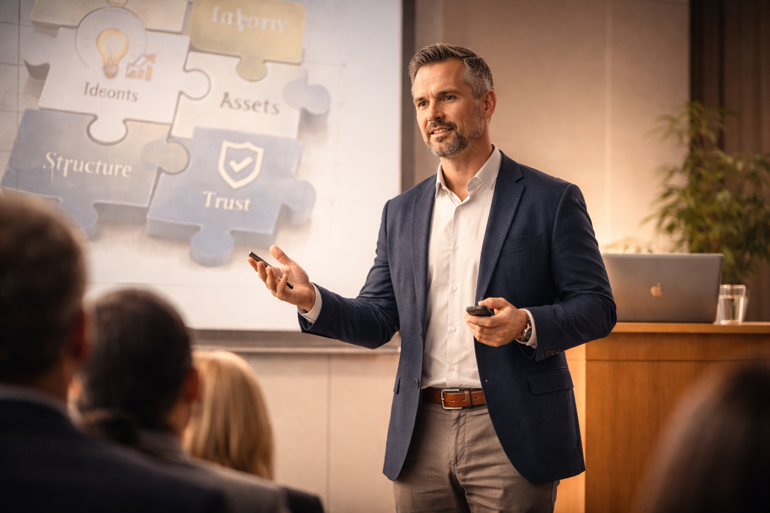 Speaker addressing a professional audience.