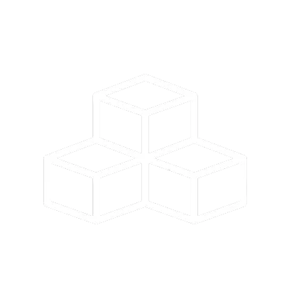 Three connected cubes, forming a triangular arrangement with an empty space inside the top cube.
