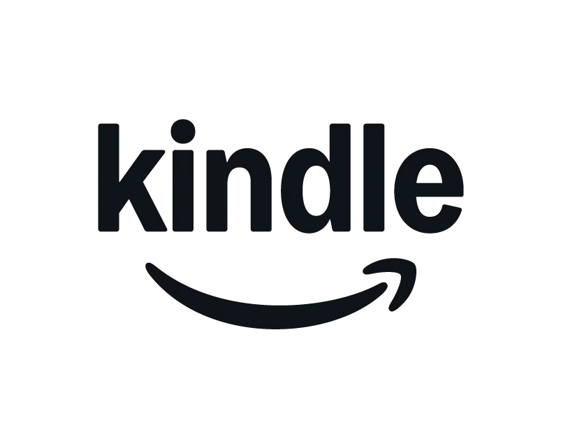 The word 'kindle' in pixelated black text with a curved arrow underneath, on a white background.