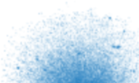 Close-up of a paintbrush dipped in blue paint with paint splatters on a black background.