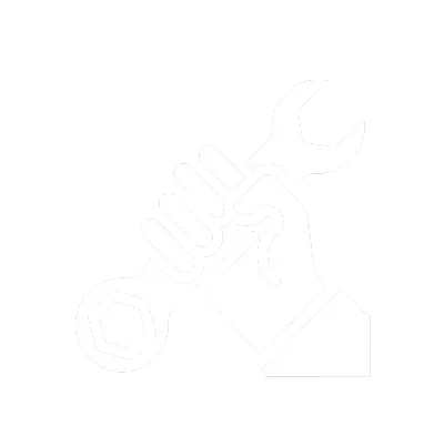 A hand holding a wrench in a fist position.