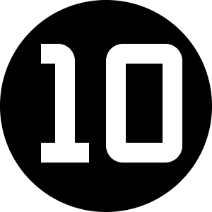 Number 10 displayed on a black background.