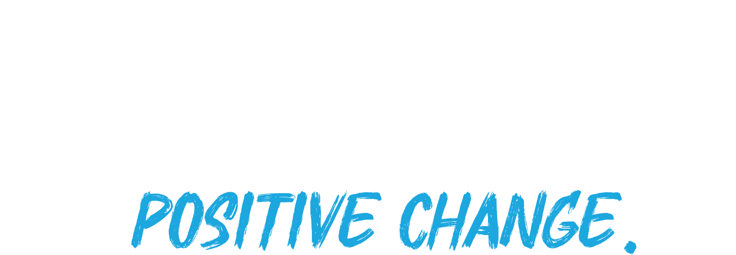 Quote in bold, white and blue text on a black background. White text says, "HE IS NOT JUST A SPEAKER HES A CATALYST" and blue text says, "FOR POSITIVE CHANGE."