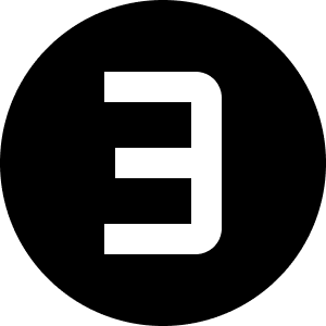 Bold white number 3 on a black background.