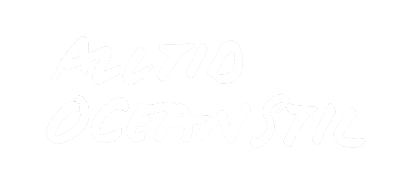 Texten 'ALLTID OCEANSTIL' i vitt stil på svart bakgrund.