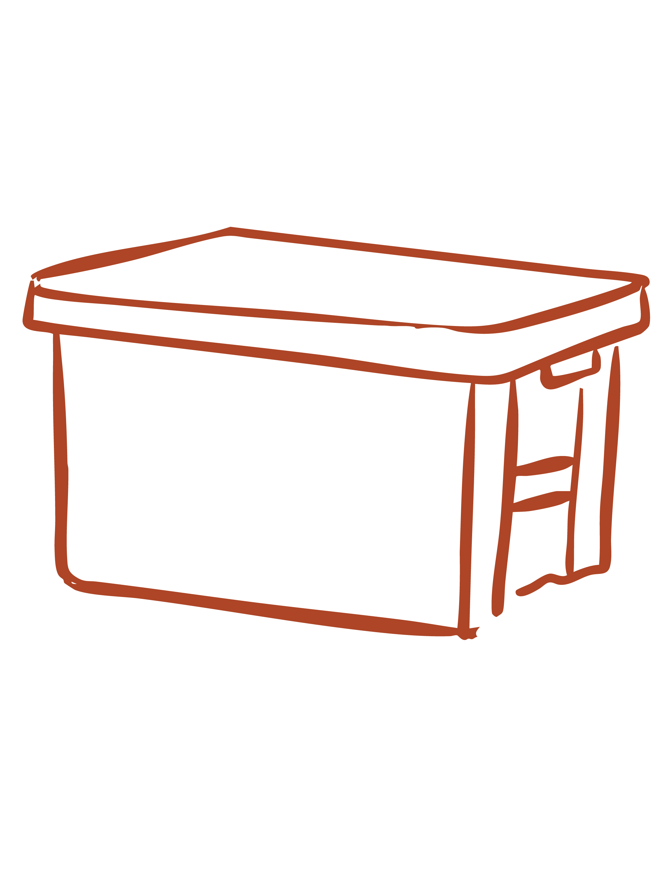 A simple line drawing of a folding table with a rectangular top and foldable legs.