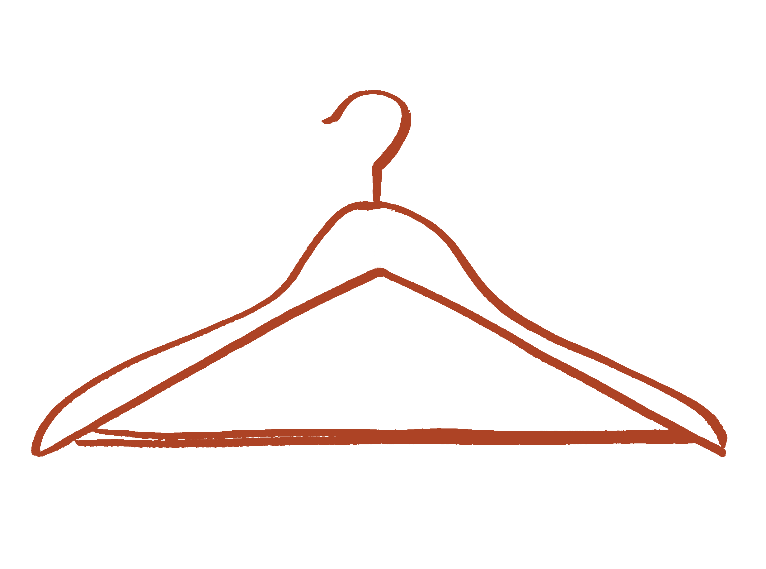 A line drawing of a clothes hanger shaped like a mountain, with a hook at the top.