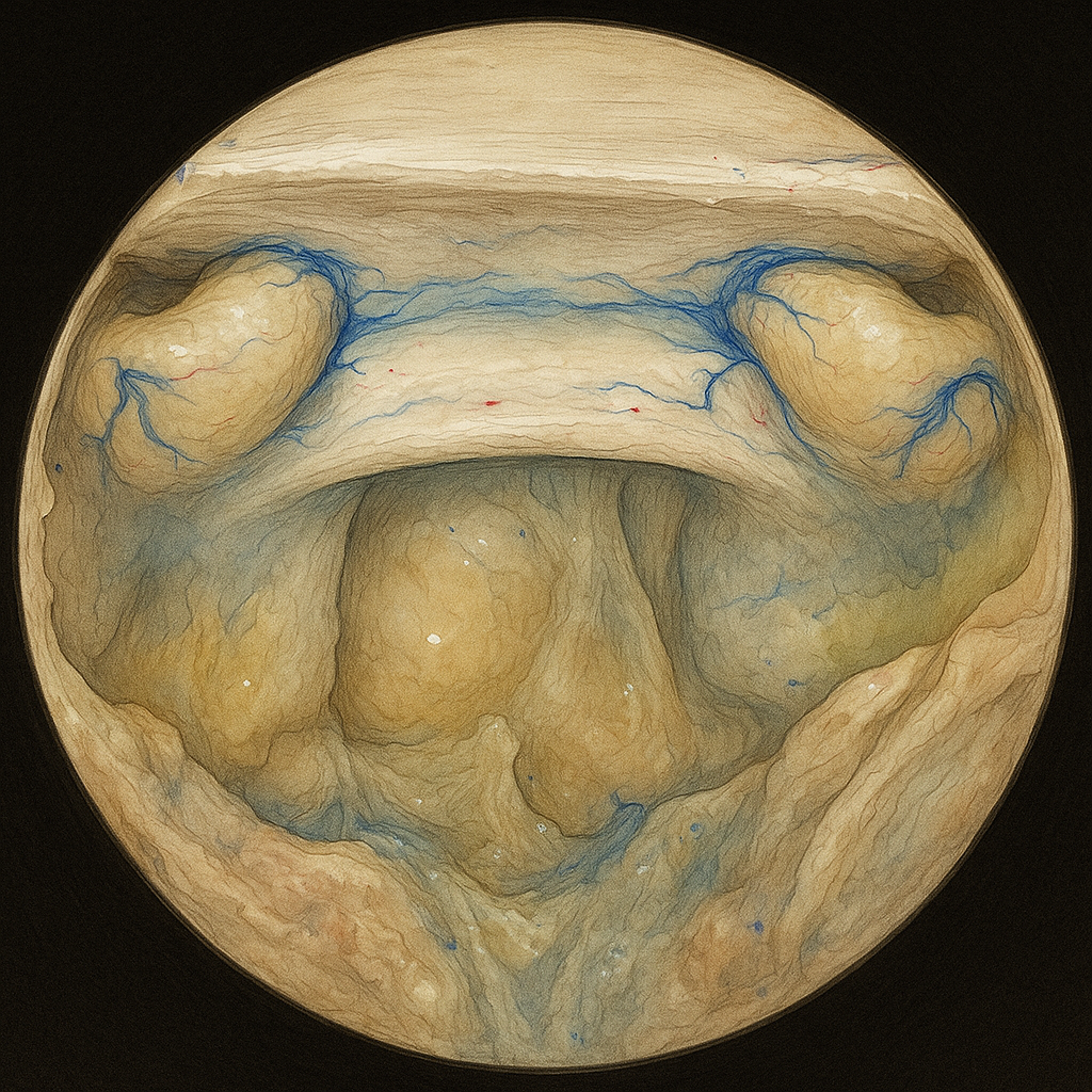 Close-up photograph of the interior of a human ear, showing the ear canal, eardrum, and surrounding structures.