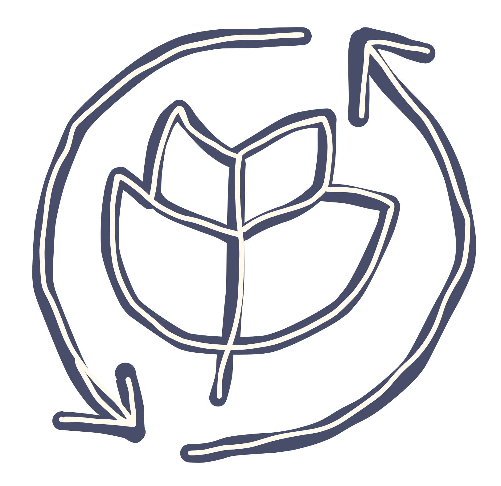 Neon outline drawing of a recycling symbol with an open cardboard box in the center.