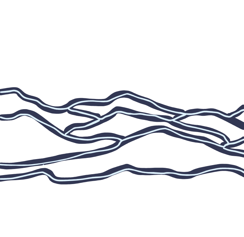 Illustration icon of mountain ridgelines or water waves in Ridgeline Blue.