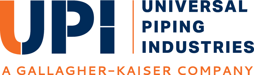 Logo of Universal Piping Industries, a Gallagher-Kaiser company, with stylized letters and company name.