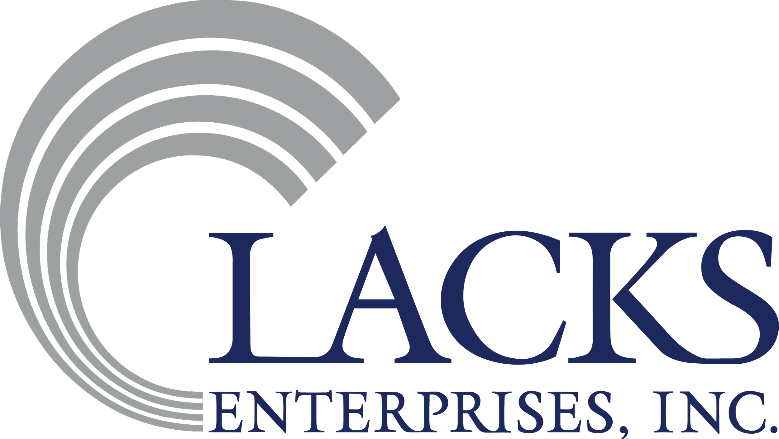 Logo of Lacks Enterprises, Inc., featuring a stylized gray oval design on the left and the company name in dark blue text.