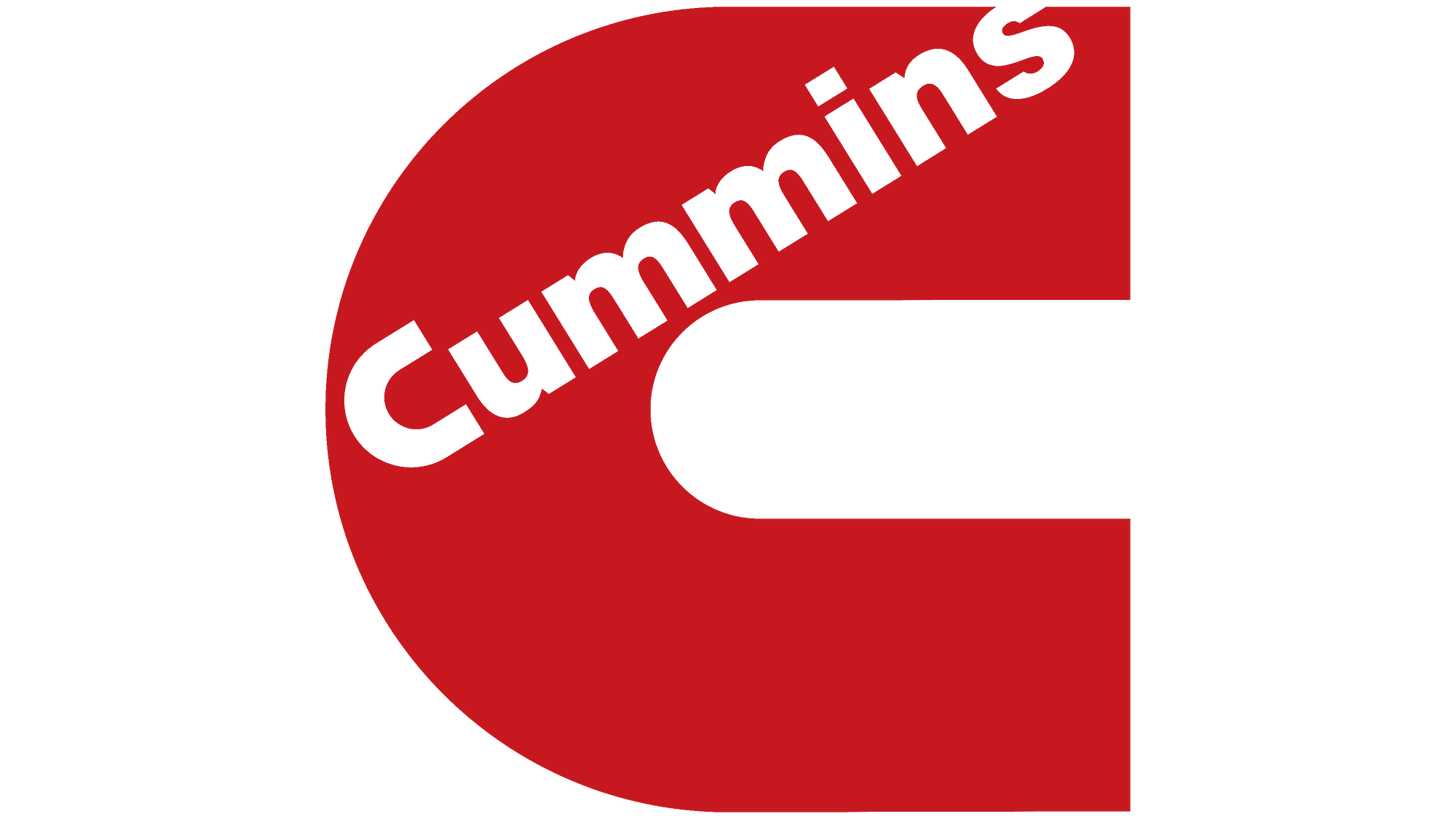A red letter C with black text that says 'Cummins' inside it.