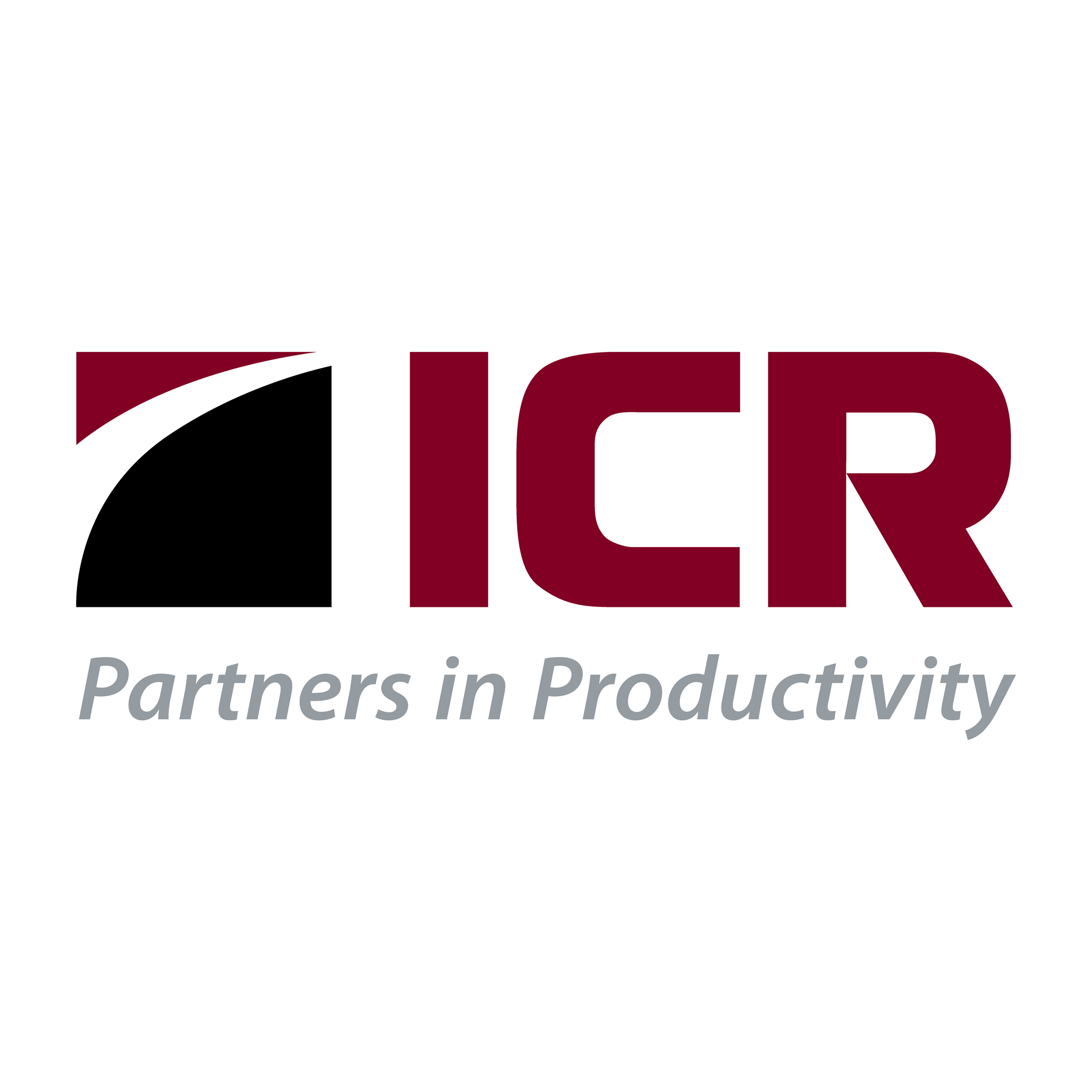 Logo of ICR with the tagline 'Partners in Productivity' in gray font.