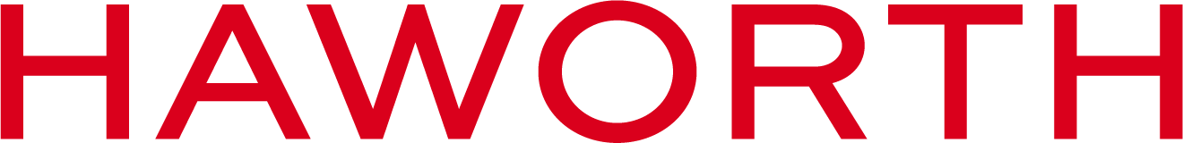 Haworth logo in black and red text.
