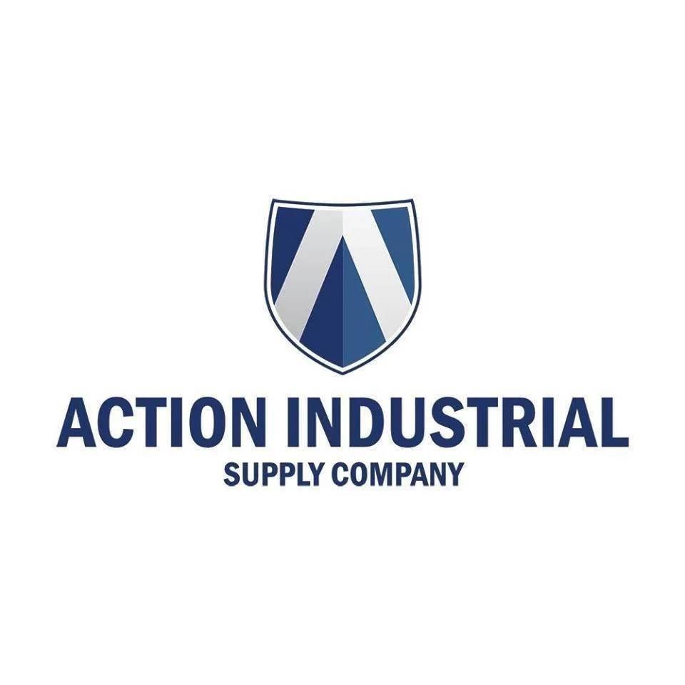 Logo of Action Industrial Supply Company featuring a shield emblem and bold text.