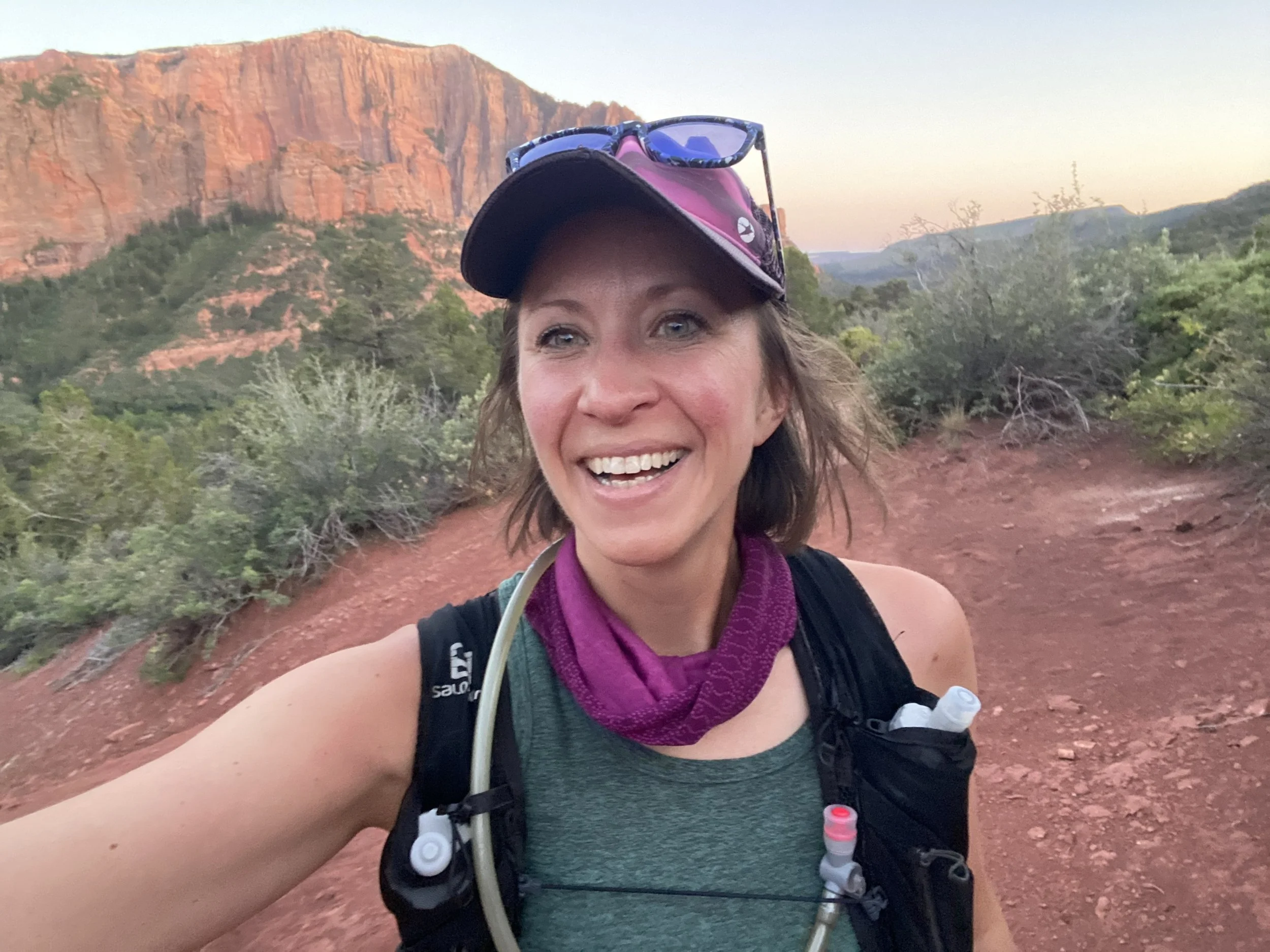 Trail runner in the Kolob Canyons section on the Zion Traverse route