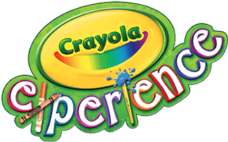 Crayola Experience logo with colorful text and a yellow Crayola logo