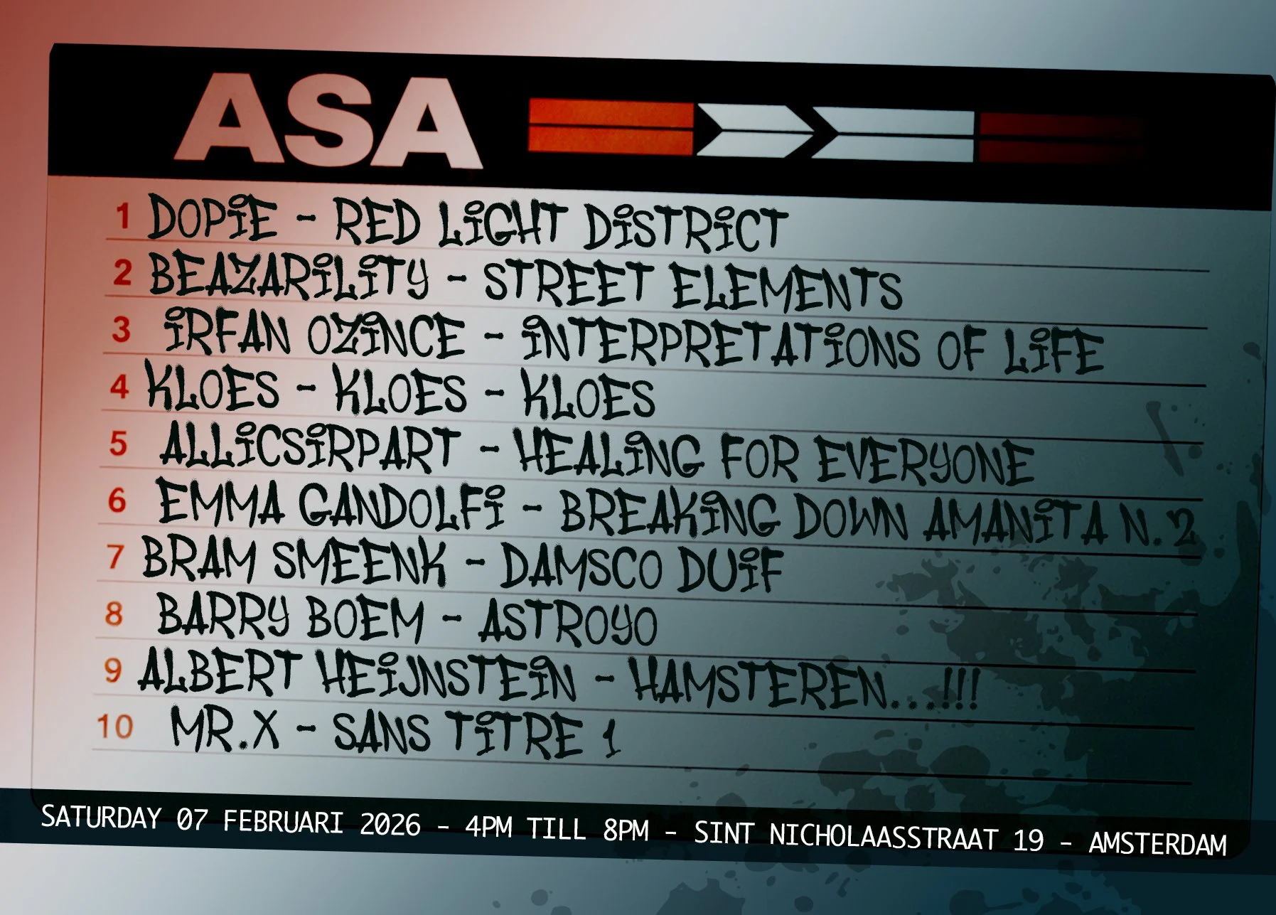 ASA ARTIST PRESENTATIONS VOL. 1:                        GROUP EXHIbITION OPENING