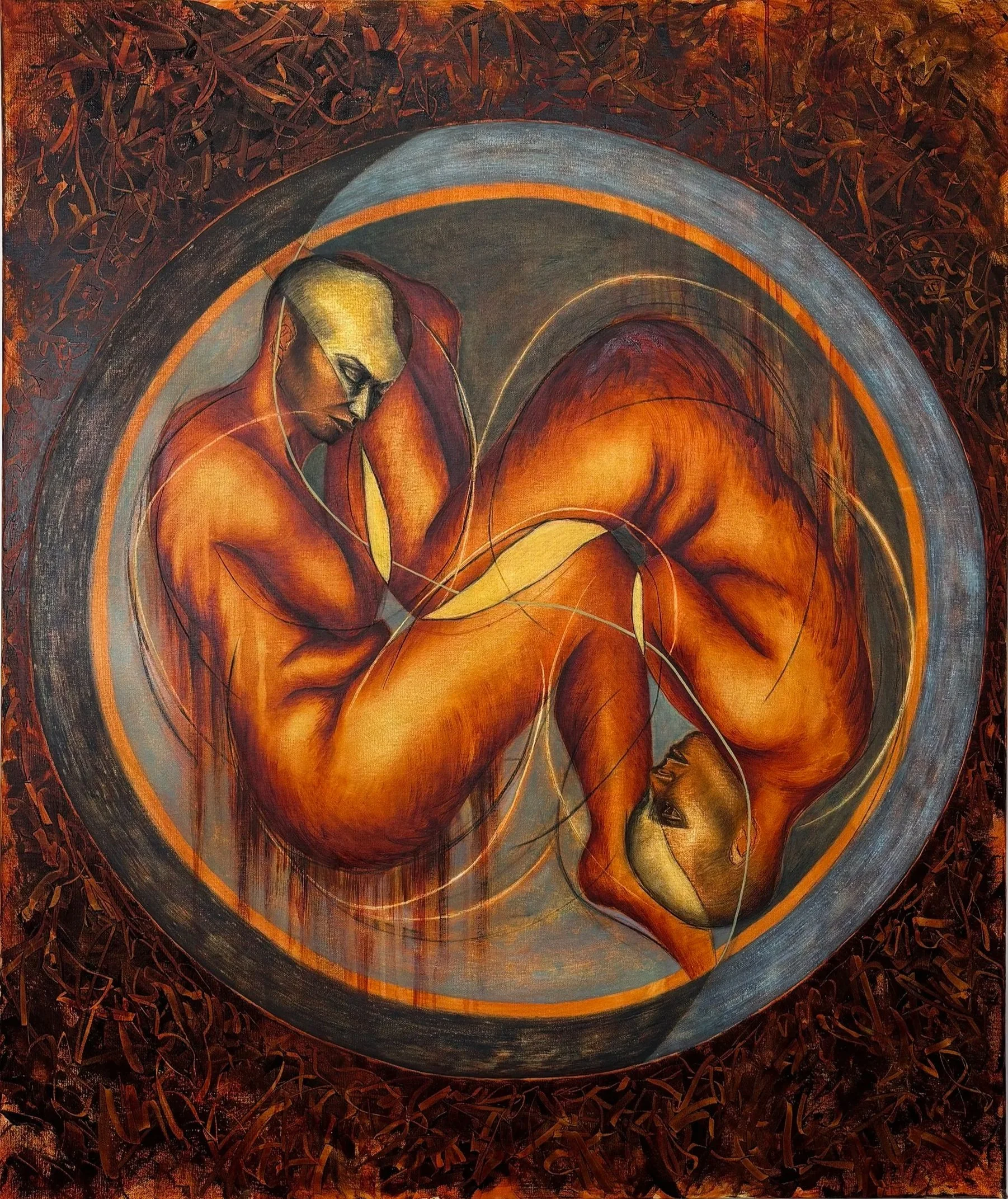 𝘚𝘵𝘪𝘭𝘭, 𝘐𝘵 𝘛𝘶𝘳𝘯𝘴 (Oil, charcoal and pastel on canvas,
120cm x 100cm)