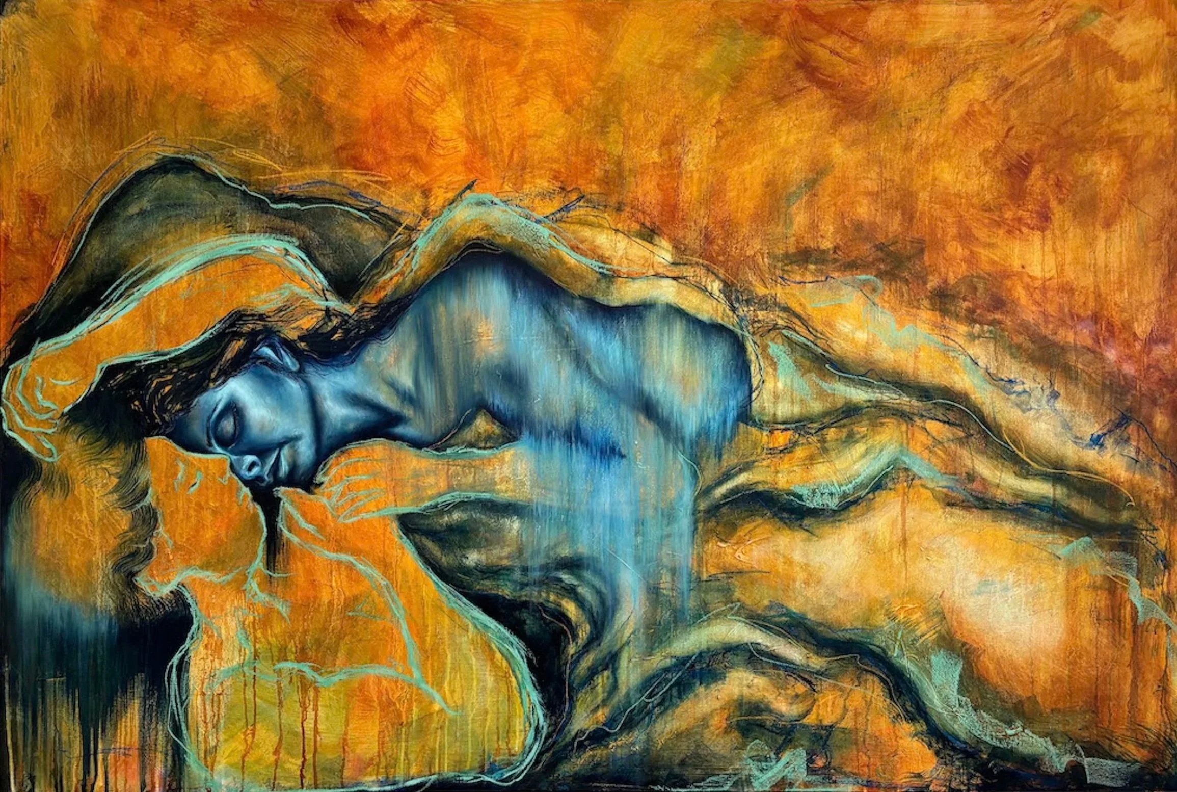 𝘛𝘩𝘦 𝘕𝘰𝘰𝘬, oil and pastel on canvas, 150cm x 100cm (Private collection) 