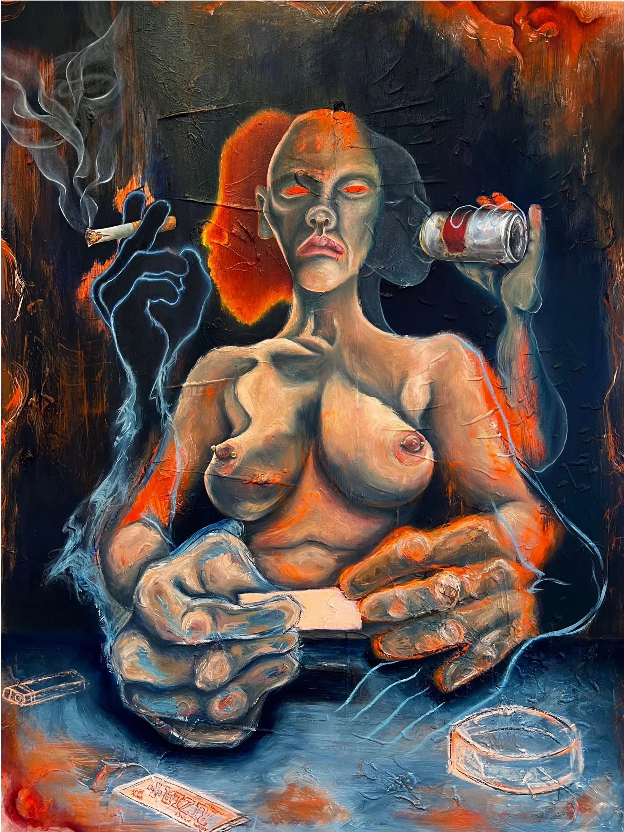 𝘛𝘢𝘬𝘪𝘯𝘨 𝘛𝘩𝘦 𝘌𝘥𝘨𝘦 𝘖𝘧𝘧, oil and acrylic on textured canvas, 101cm x 81cm (Private collection)