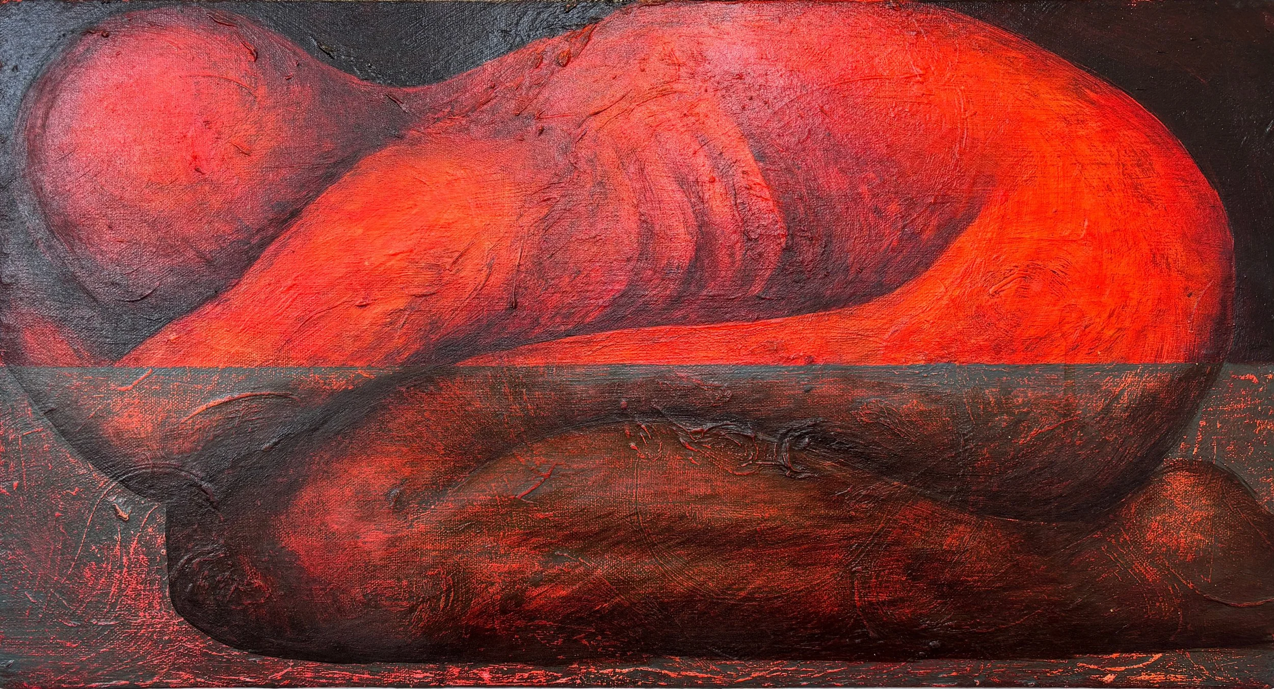 𝘜𝘯𝘤𝘩𝘢𝘳𝘵𝘦𝘥 𝘞𝘢𝘵𝘦𝘳𝘴, oil on textured canvas, 56.5cm x 30cm